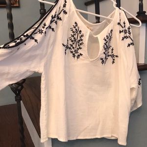 Hollister White and Navy Top